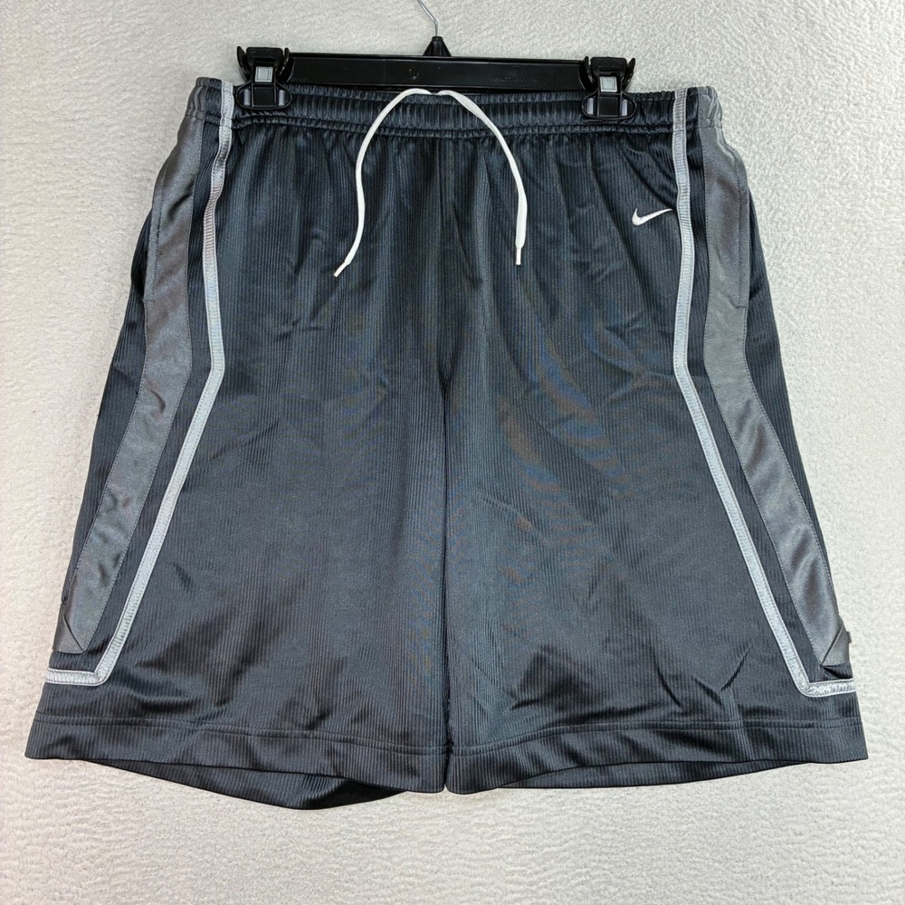 Y2K Nike Baggy Basketball Shorts Men M Gray Silky Loose Drawstring Vintage